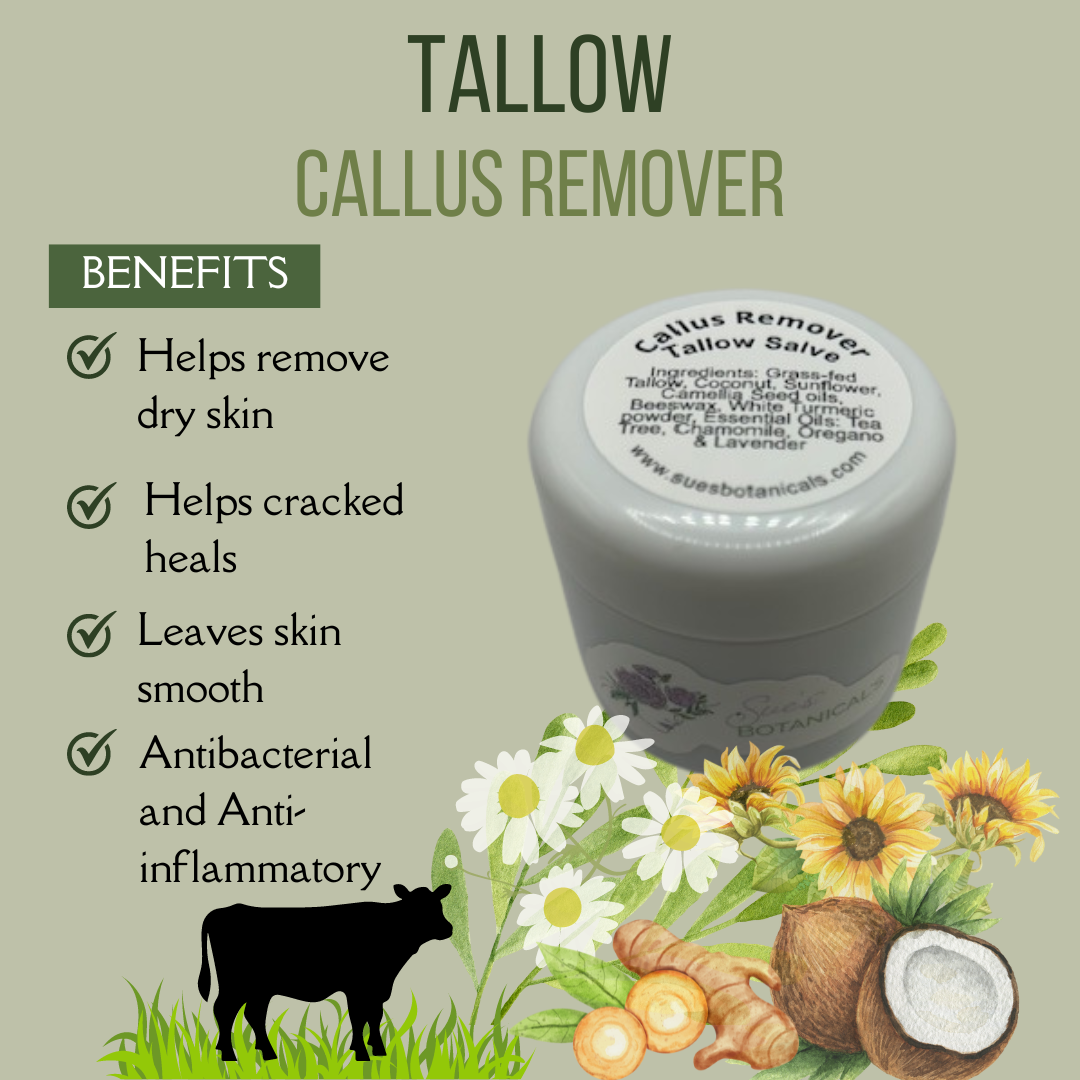 Tallow Callus Remover
Natural skincare, helps acne, helps eczema, help psoriasis, helps wrinkles, hydrates skin, organic skincare