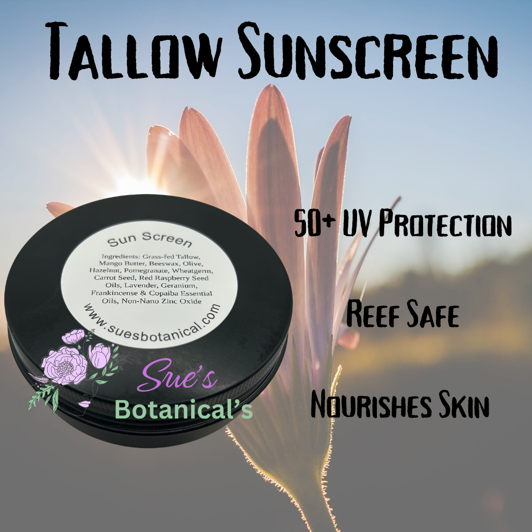 Tallow Sunscreen 50+
Natural skincare, helps acne, helps eczema, help psoriasis, helps wrinkles, hydrates skin, organic skincare beef tallow skincare