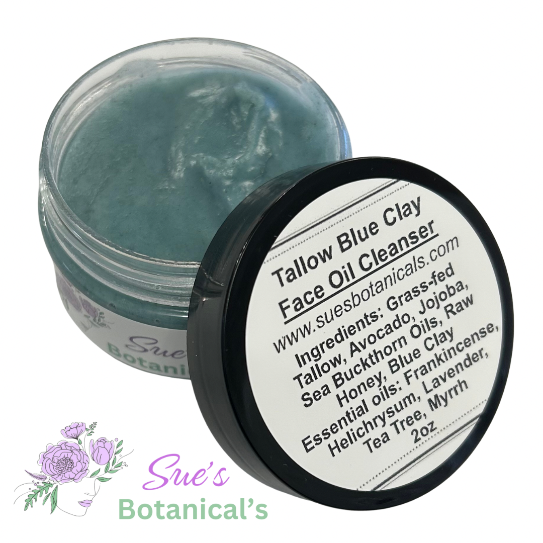 Tallow Blue Clay Facial Oil Cleanser
All Natural Tallow skincare, helps acne, helps eczema, helps psoriasis, helps wrinkles, hydrates skin, organic skincare, beef tallow skincare