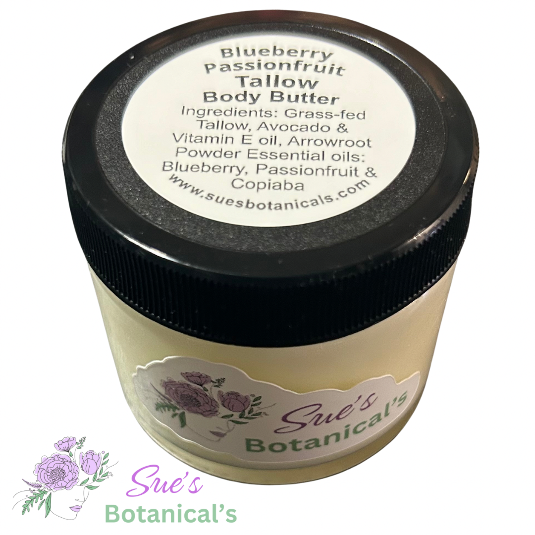 Tallow Blueberry Passionfruit Body Butter
Natural skincare, helps acne, helps eczema, help psoriasis, helps wrinkles, hydrates skin, organic skincare
All Natural skincare, extra hydration, organic skincare , moisturizer, Natural skincare, skin hydration, helps rosacea, helps acne, reduces wrinkles, reduces fine lines, organic skincare, Beef Tallow Skincare