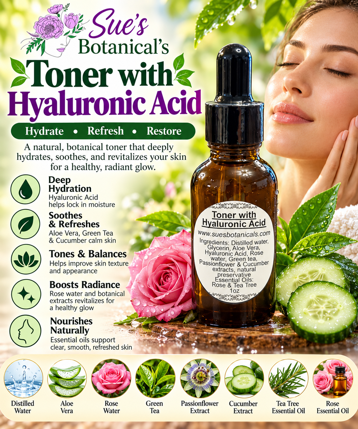 Toner with Hyaluronic acid
All Natural skincare, extra hydration, organic skincare , moisturizer, Natural skincare, skin hydration, helps rosacea, helps acne, reduces wrinkles, reduces fine lines, organic skincare, Organic Beef Tallow Skincare