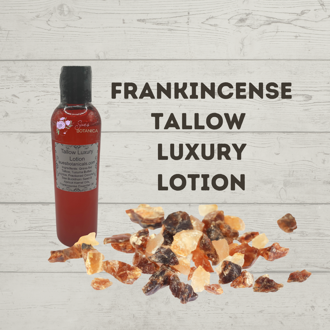 Frankincense Tallow Luxury Lotion
Natural skincare, helps acne, helps eczema, help psoriasis, helps wrinkles, hydrates skin, organic skincare