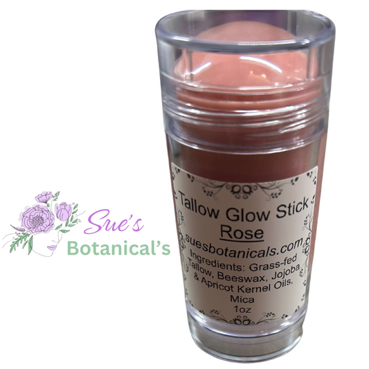 Rose Tallow Glow Stick
Natural skincare, beef tallow skincare, help rosacea, redness, 
All Natural skincare, helps acne, helps eczema, help psoriasis, helps wrinkles, hydrates skin, organic skincare, beef tallow skincare