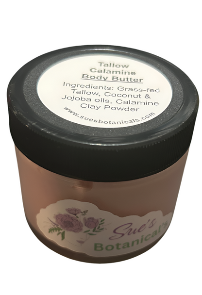 Tallow Calamine Body Butter 

All Natural skincare, skin hydration, helps acne, reduces wrinkles, reduces fine lines, organic skincare, Beef Tallow Skincare, wound care, rash care, helps eczema, helps psoriasis, organic skincare, Beef Tallow Skincare