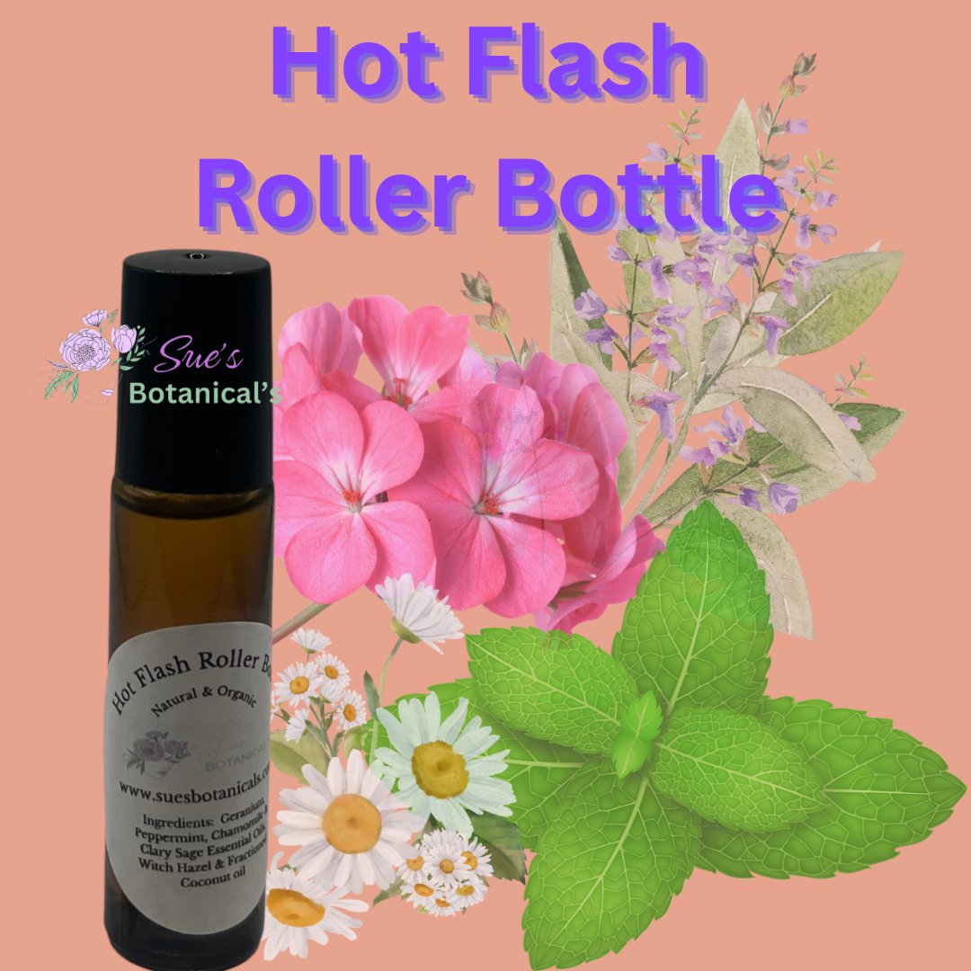 Hot Flash Roller Bottle 10ml

Natural skincare, helps hot flashes, essential oils, organic skincare 