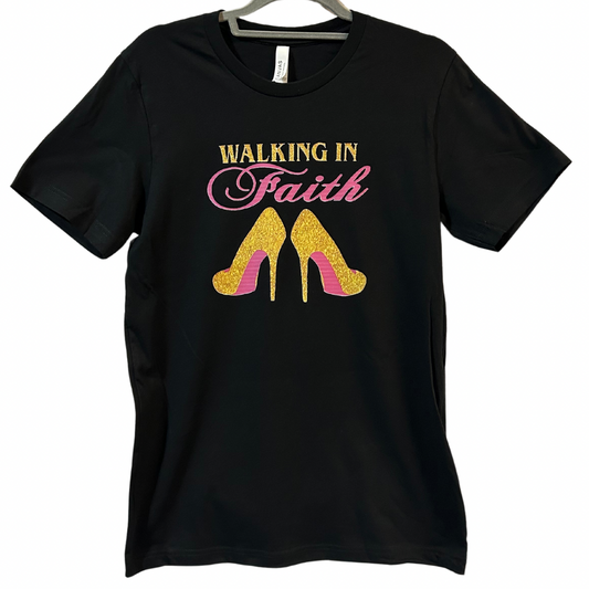 Black T-shirt “Walking in Faith”