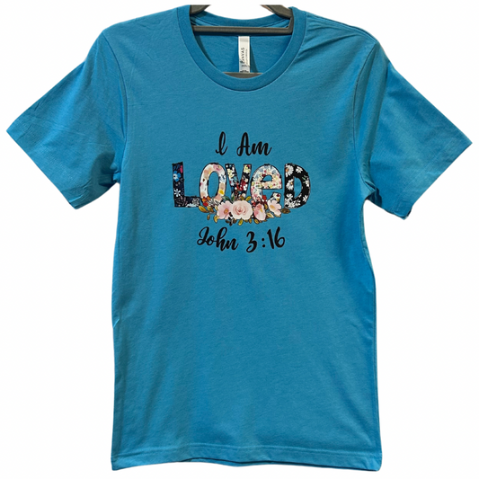 T-shirt Heather Aqua “I Am Loved”