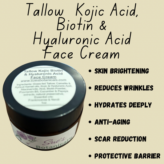 Tallow Kojic Acid, Biotin & Hyaluronic Acid Face Cream