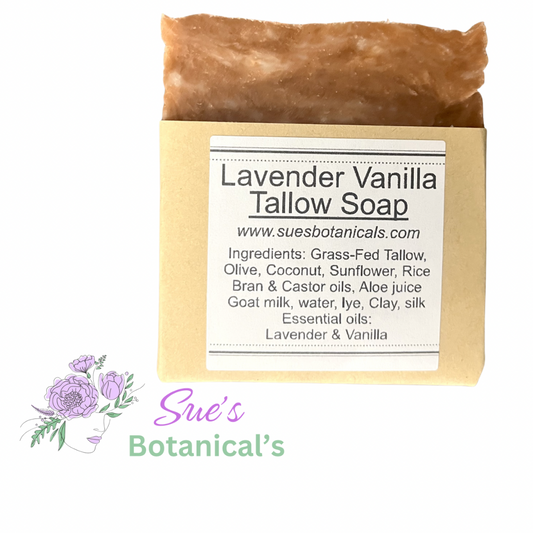 Lavender Vanilla Tallow Soap

All Natural skincare, extra hydration, organic skincare , moisturizer, Natural skincare, skin hydration, helps rosacea, helps acne, reduces wrinkles, reduces fine lines, organic skincare, Organic Beef Tallow Skincare