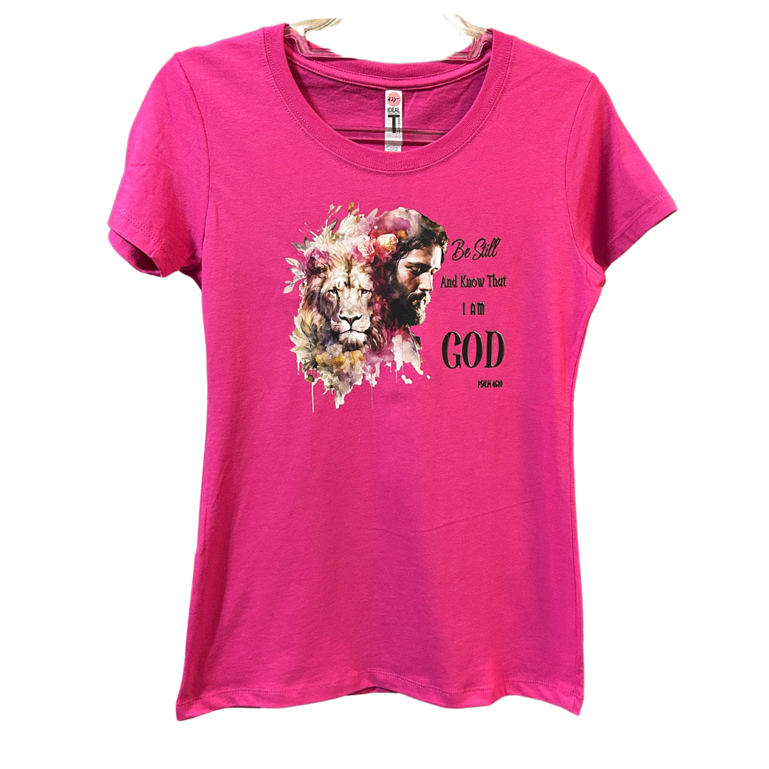 “Be Still and Know that I am God” Fuchsia T-shirt