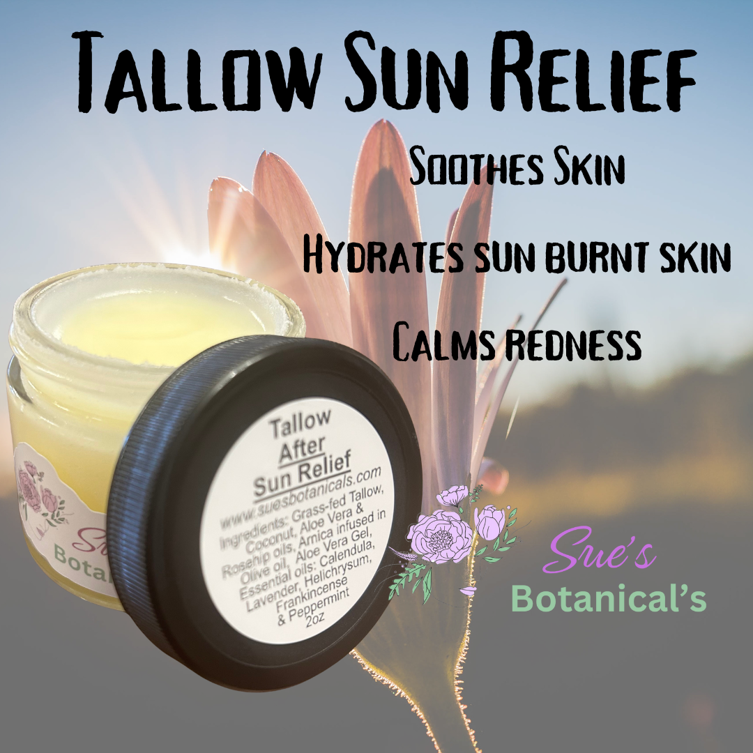 Tallow Sun Relief

All Natural Tallow skincare, extra hydration, organic skincare , moisturizer, All Natural skincare, skin hydration, helps rosacea, helps psoriasis, helps acne, reduces wrinkles, reduces fine lines, organic skincare, Beef Tallow Skincare