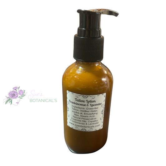 Tallow lotion frankincense and lavender , natural skincare, hydration, organic skincare 

All Natural skincare, extra hydration, organic skincare , moisturizer, Natural skincare, skin hydration, helps rosacea, helps acne, reduces wrinkles, reduces fine lines, organic skincare, Beef Tallow Skincare