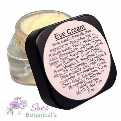 Eye cream with Tallow Hyaluronic Acid and  Niacinamide 

All Natural skincare, extra hydration, organic skincare , moisturizer, Natural skincare, skin hydration, helps rosacea, helps acne, reduces wrinkles, reduces fine lines, organic skincare, Organic Beef Tallow Skincare