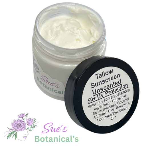 Tallow Unscented Sunscreen 50+

All Natural skincare, extra hydration, organic skincare , moisturizer, Natural skincare, skin hydration, helps rosacea, helps acne, reduces wrinkles, reduces fine lines, organic skincare, Beef Tallow Skincare