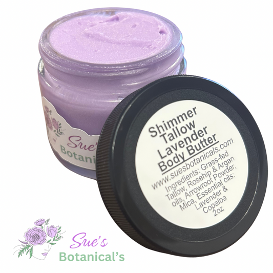Shimmer Lavender Body Butter 

All Natural Tallow skincare, extra hydration, organic skincare , moisturizer, All Natural skincare, skin hydration, helps rosacea, helps psoriasis, helps acne, reduces wrinkles, reduces fine lines, organic skincare, Beef Tallow Skincare