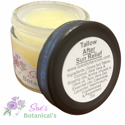 Tallow After sun relief 

All Natural Tallow skincare, extra hydration, organic skincare , moisturizer, All Natural skincare, skin hydration, helps rosacea, helps psoriasis, helps acne, reduces wrinkles, reduces fine lines, organic skincare, Beef Tallow Skincare