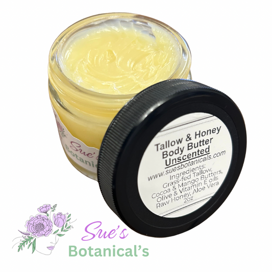 Tallow & Honey unscented Body butter

All Natural skincare, extra hydration, organic skincare , moisturizer, Natural skincare, skin hydration, helps rosacea, helps acne, reduces wrinkles, reduces fine lines, organic skincare, Beef Tallow Skincare