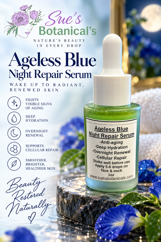 Ageless blue night repair serum
Organic skincare
All natural skincare 
