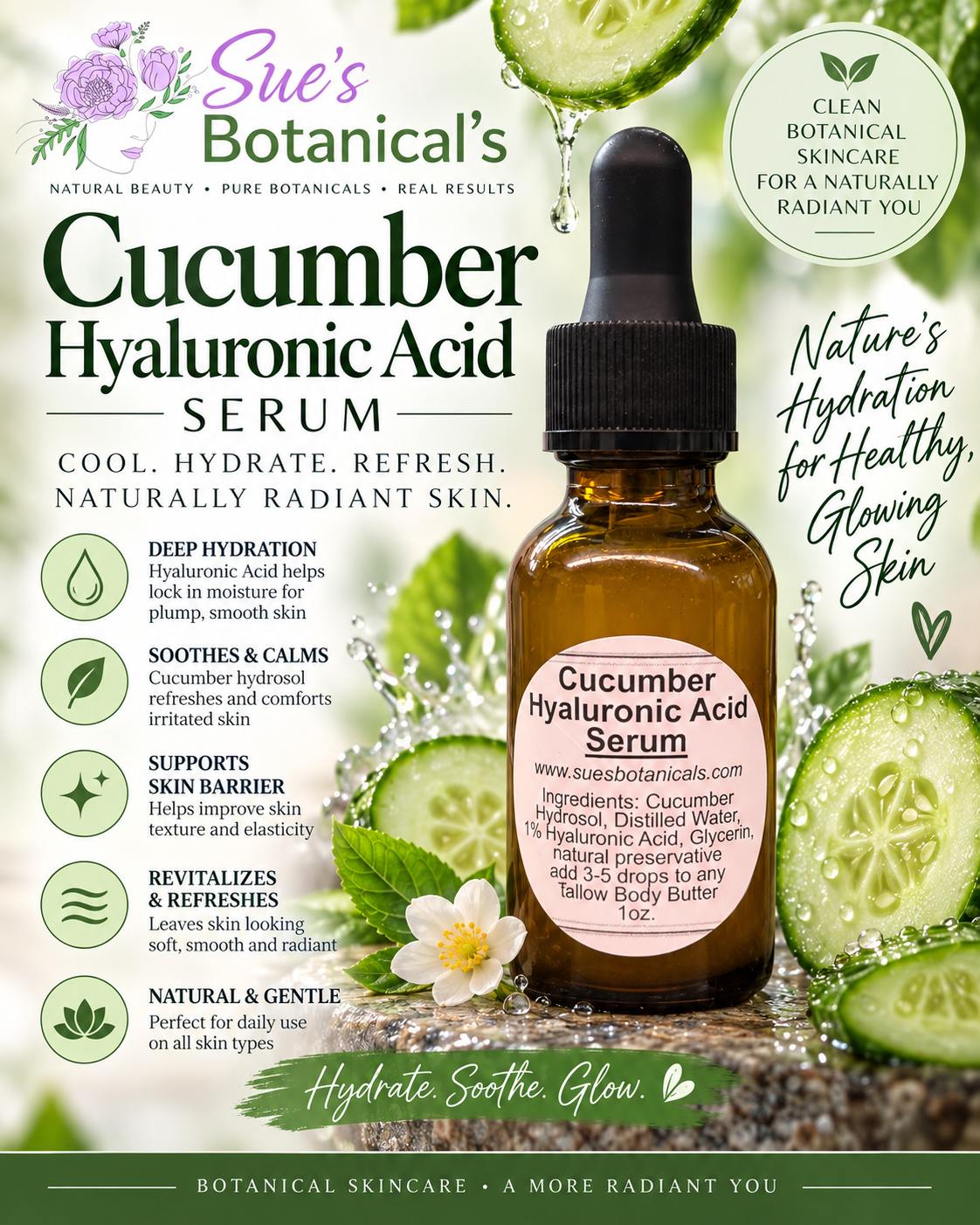 Cucumber hyaluronic acid serum

All natural skincare 