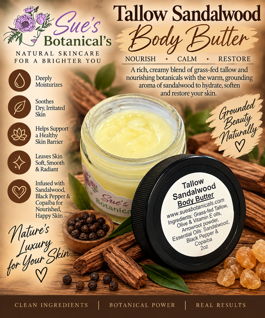 Tallow Sandalwood Body Butter

All Natural tallow skincare, extra hydration, organic skincare , moisturizer, All Natural skincare, skin hydration, helps acne, reduces wrinkles, reduces fine lines, helps psoriasis, organic skincare, Beef Tallow Skincare