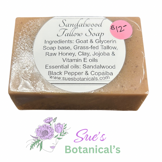 Sandalwood tallow soap
 All Natural tallow skincare, extra hydration, organic skincare , moisturizer, skin hydration, helps acne, reduces wrinkles, reduces fine lines, organic skincare, Beef Tallow Skincare