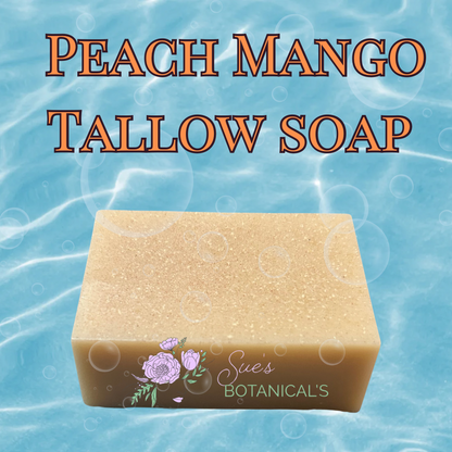 Peach Mango Tallow Soap, Natural skincare, skin hydration, helps acne, reduces wrinkles, reduces fine lines, organic skincare, Beef Tallow Skincare