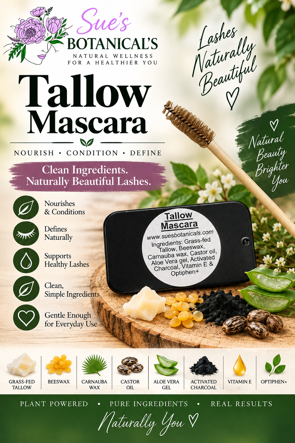 Tallow Mascara 

All natural skincare, grass-fed & finished tallow