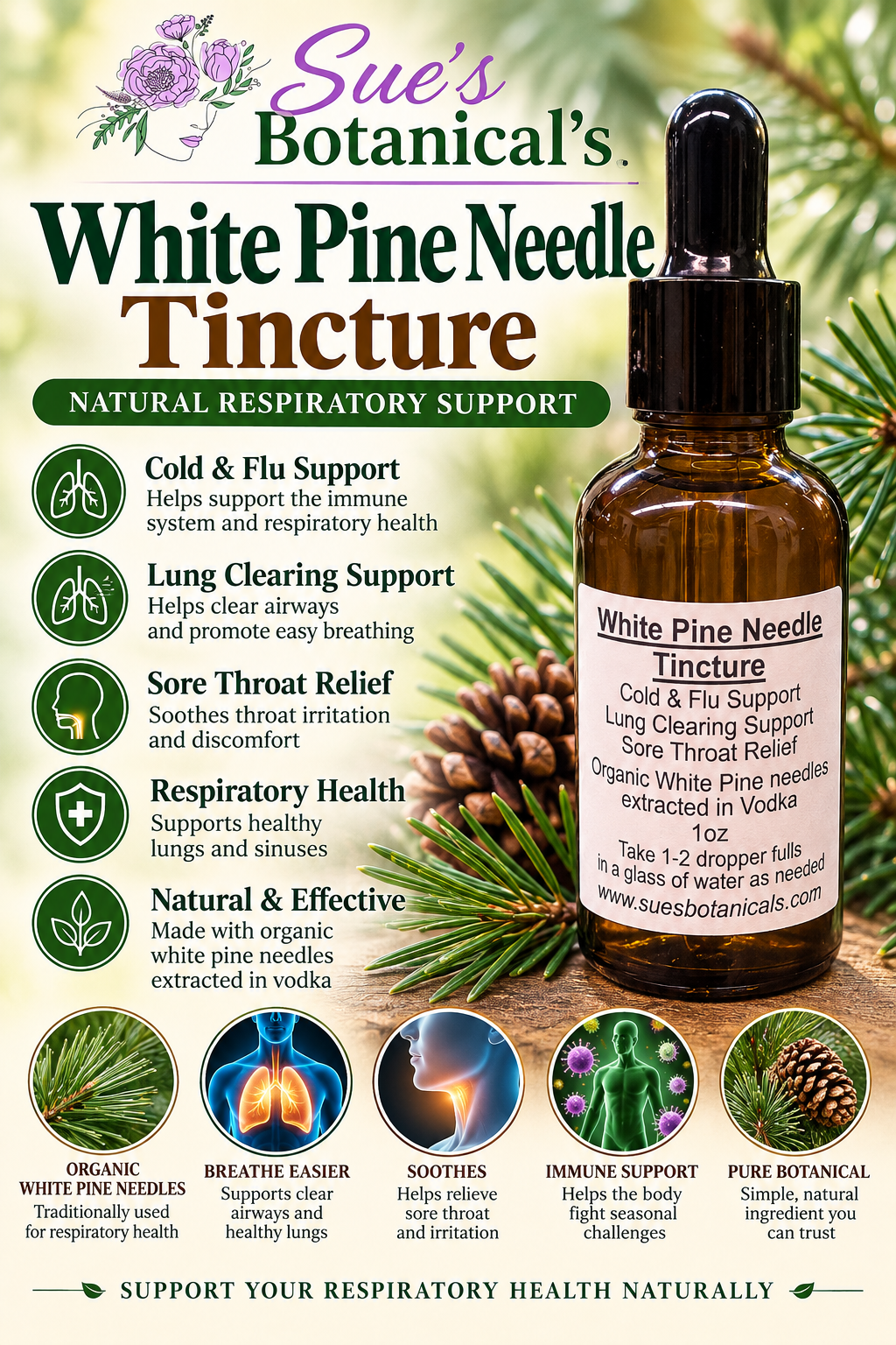 White pine needle tincture 

All Natural skincare, extra hydration, organic skincare , moisturizer, Natural skincare, skin hydration, helps rosacea, helps acne, reduces wrinkles, reduces fine lines, organic skincare, Organic Beef Tallow Skincare