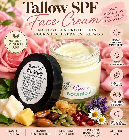 Tallow SPF Face Cream 2oz

All Natural tallow skincare, helps acne, helps eczema, helps psoriasis, helps wrinkles, hydrates skin, organic skincare, beef tallow skincare , protection against the sun