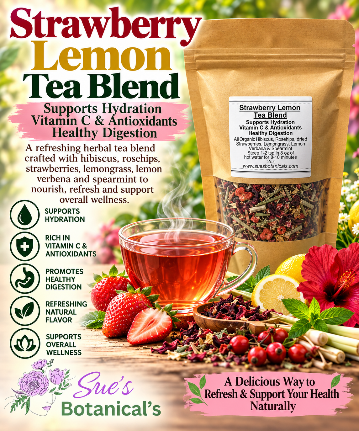 Strawberry lemon tea blend

All Natural skincare, extra hydration, organic skincare , moisturizer, Natural skincare, skin hydration, helps rosacea, helps acne, reduces wrinkles, reduces fine lines, organic skincare, Organic Beef Tallow Skincare