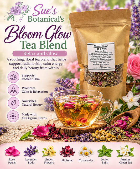 Bloom Glow tea 

All Natural skincare, extra hydration, organic skincare , moisturizer, Natural skincare, skin hydration, helps rosacea, helps acne, reduces wrinkles, reduces fine lines, organic skincare, Organic Beef Tallow Skincare