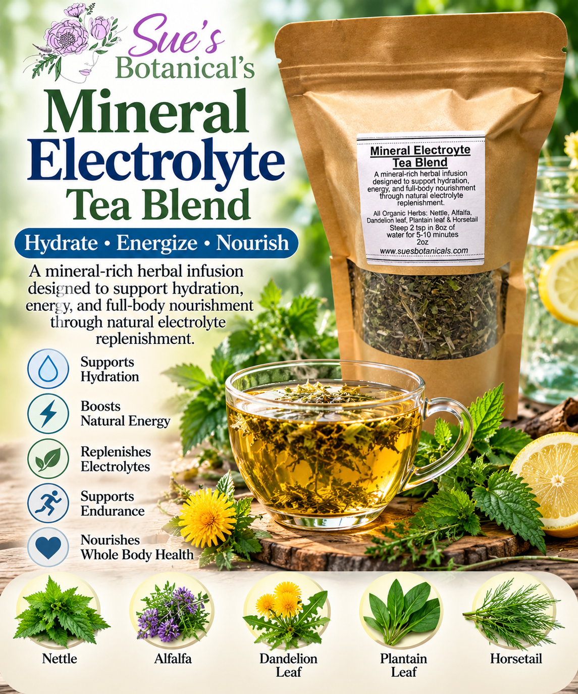 Mineral Electrolyte Tea blend

All Natural skincare, extra hydration, organic skincare , moisturizer, Natural skincare, skin hydration, helps rosacea, helps acne, reduces wrinkles, reduces fine lines, organic skincare, Organic Beef Tallow Skincare