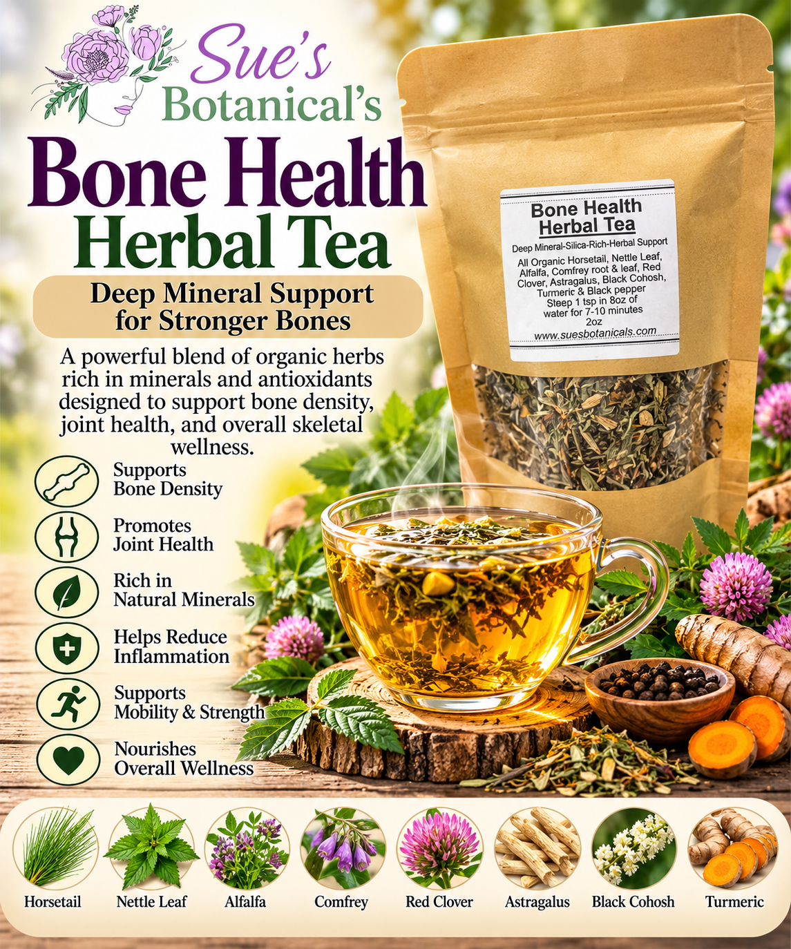 Bone health herbal tea 

All Natural skincare, extra hydration, organic skincare , moisturizer, Natural skincare, skin hydration, helps rosacea, helps acne, reduces wrinkles, reduces fine lines, organic skincare, Organic Beef Tallow Skincare 