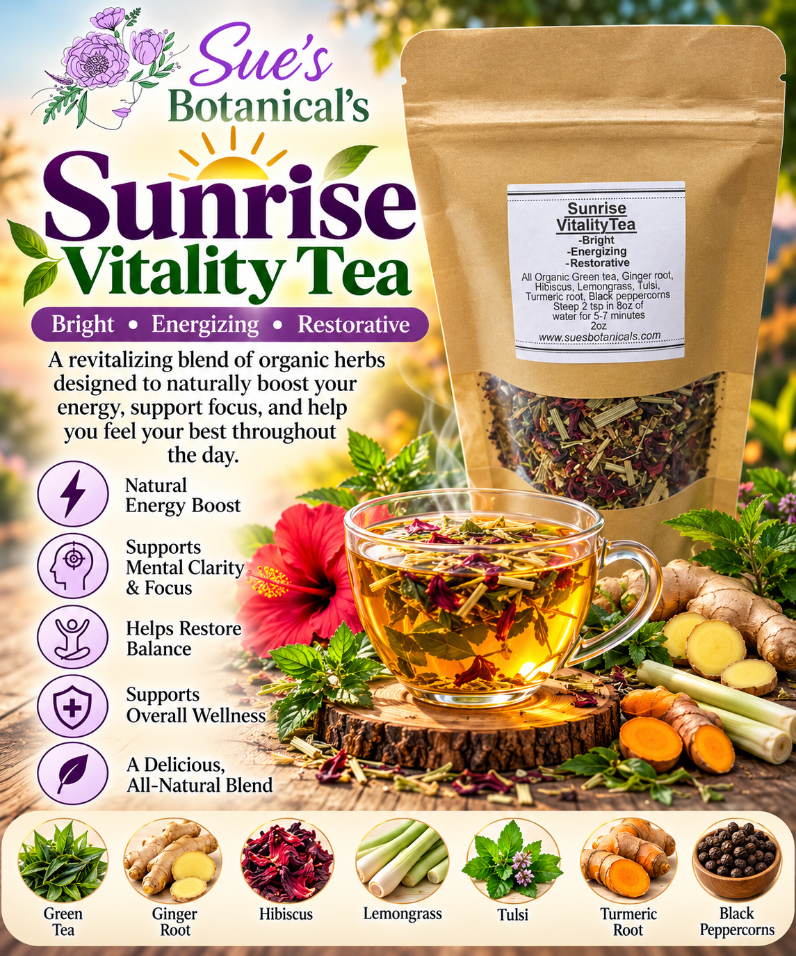 Sunrise Vitality tea

All Natural skincare, extra hydration, organic skincare , moisturizer, Natural skincare, skin hydration, helps rosacea, helps acne, reduces wrinkles, reduces fine lines, organic skincare, Organic Beef Tallow Skincare 
