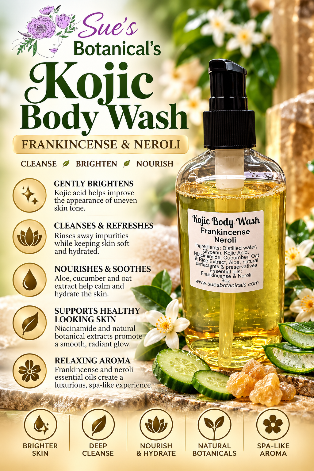 Kojic Body Wash Frankincense & Neroli

All Natural skincare, extra hydration, organic skincare , moisturizer, Natural skincare, skin hydration, helps rosacea, helps acne, reduces wrinkles, reduces fine lines, organic skincare, Organic Beef Tallow Skincare