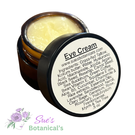 Eye cream with Tallow Hyaluronic Acid and  Niacinamide 

All Natural skincare, extra hydration, organic skincare , moisturizer, Natural skincare, skin hydration, helps rosacea, helps acne, reduces wrinkles, reduces fine lines, organic skincare, Organic Beef Tallow Skincare