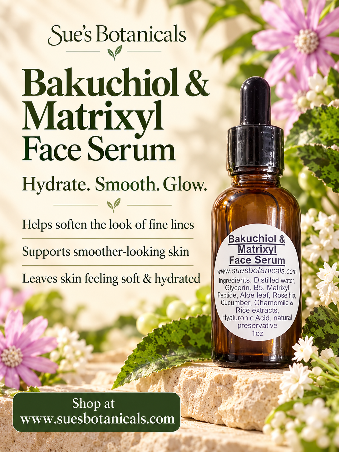Bakuchiol & Matrixyl Face Serum

All Natural skincare, extra hydration, organic skincare , moisturizer, Natural skincare, skin hydration, helps rosacea, helps acne, reduces wrinkles, reduces fine lines, organic skincare, Organic Beef Tallow Skincare