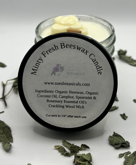 Minty Fresh Beeswax Candle 4oz