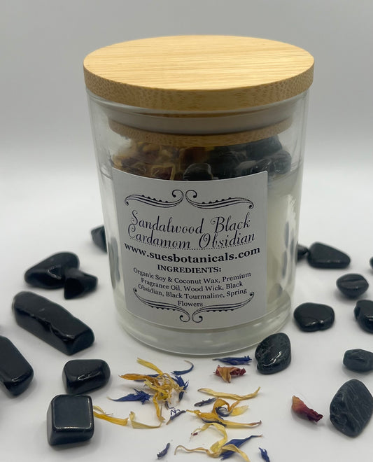 Sandalwood Black Cardamom Obsidian Candle 5oz