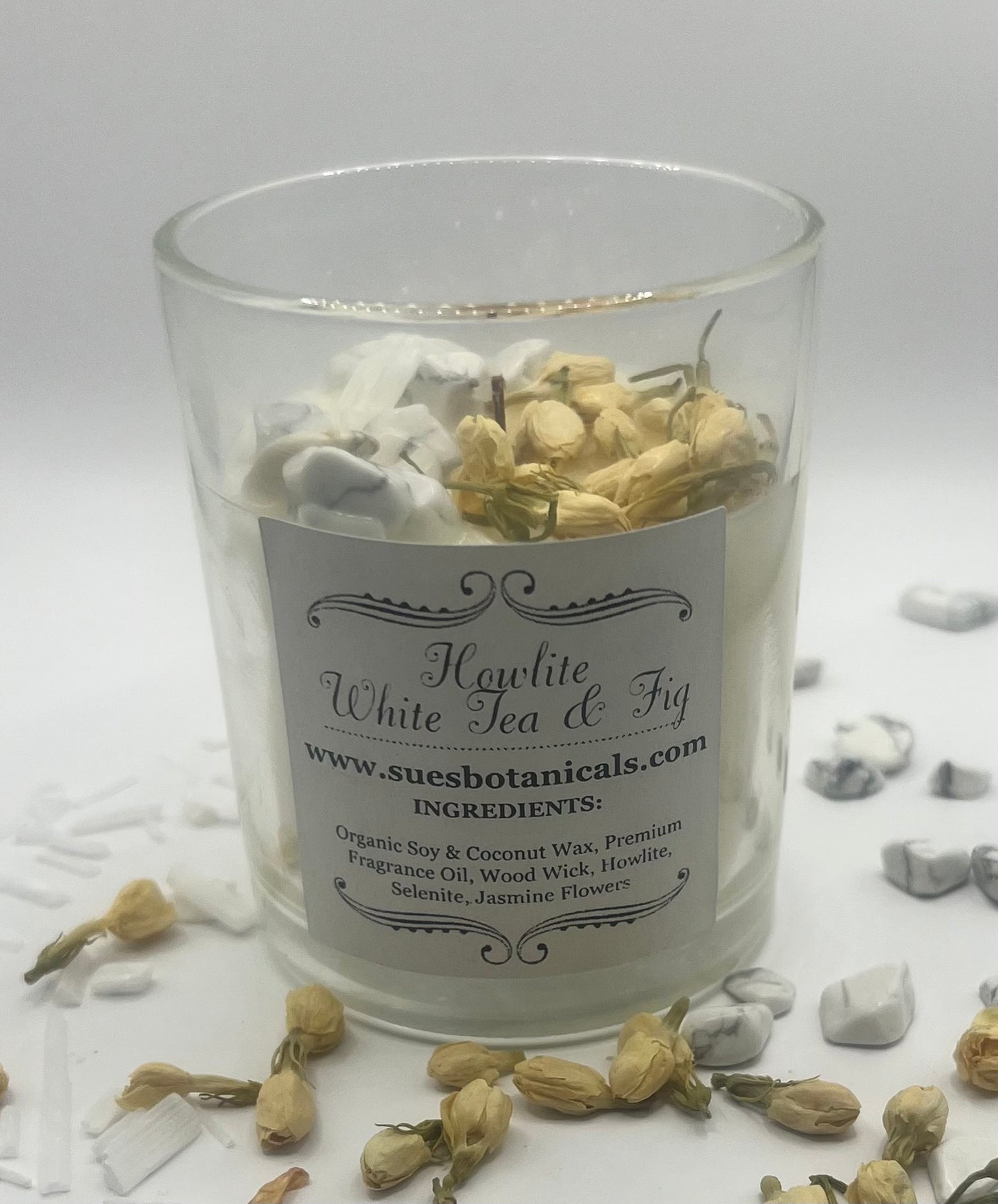 Howlite White Tea & Fig Soy & Coconut Luxury Wax Candle 5oz