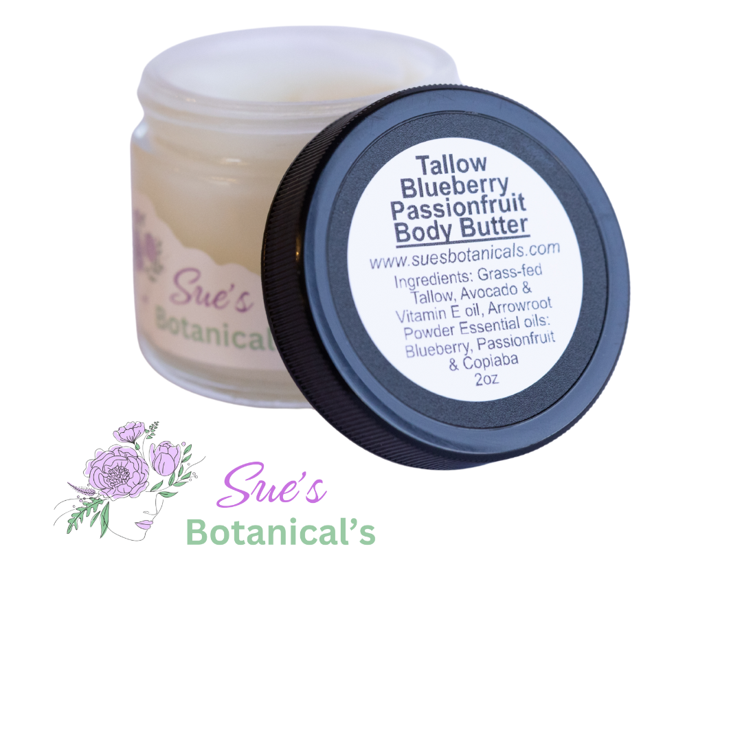 Tallow Blueberry Passionfruit Body Butter

All Natural skincare, extra hydration, organic skincare , moisturizer, Natural skincare, skin hydration, helps rosacea, helps acne, reduces wrinkles, reduces fine lines, organic skincare, Beef Tallow Skincare